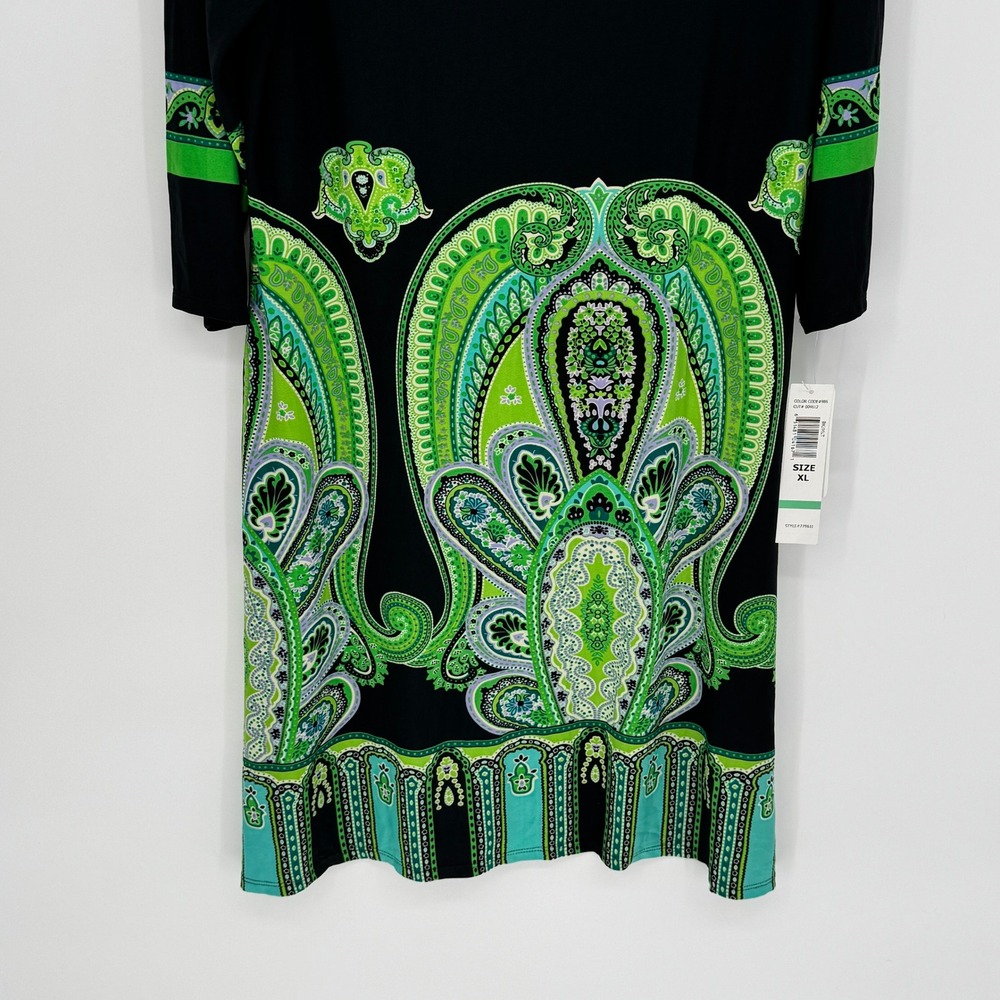 Tiana B. Black Dress with Green Paisley Print - Picture 3 of 14